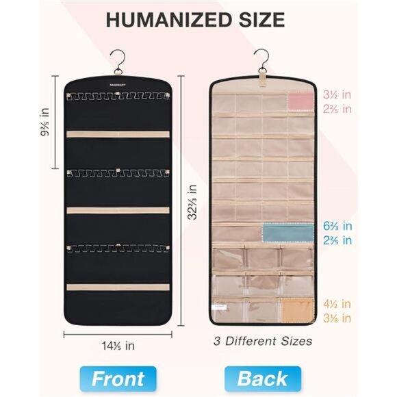 Hanging Jewelry Organizer Necklace Holder Anti Tangle Travel Jewelry Storage Bag - Picture 3 of 7